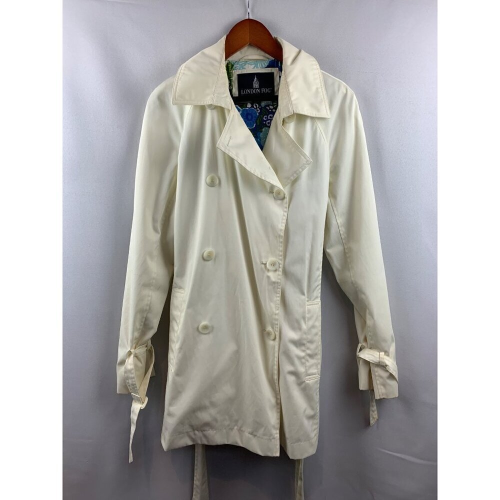 Women's London Fog Short Trench Coat White Size M
